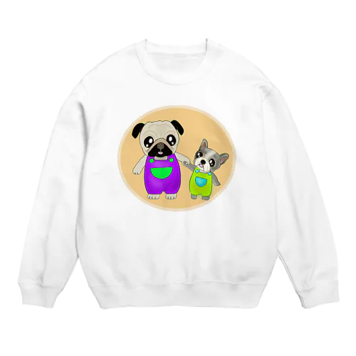 仲良しパグくん Crew Neck Sweatshirt