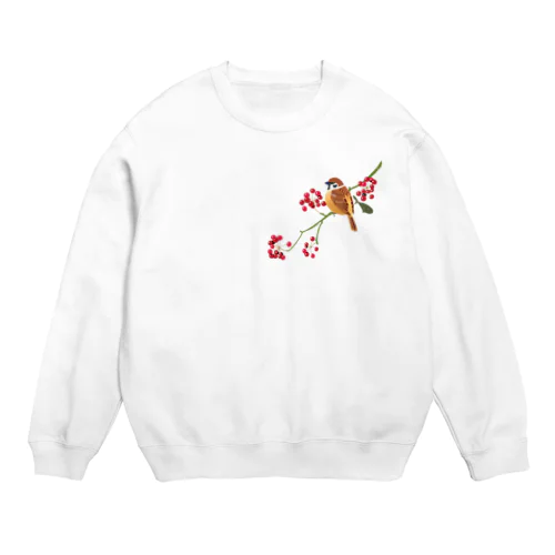 ふくら雀とサルトリイバラ Crew Neck Sweatshirt