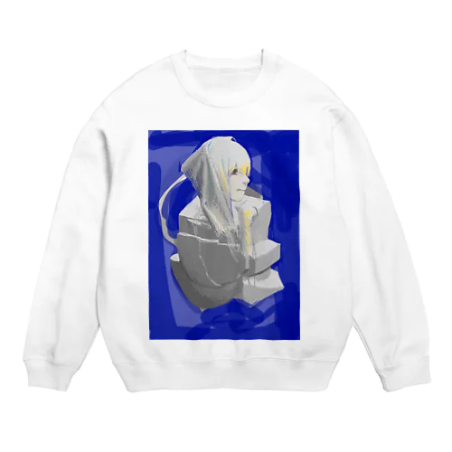 青い落描き Crew Neck Sweatshirt