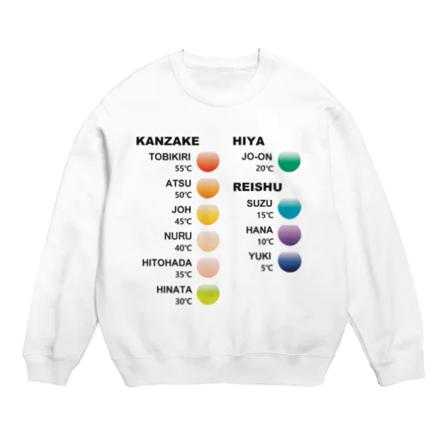 日本酒好きのためのカラーチャート（呼び方と温度） Crew Neck Sweatshirt