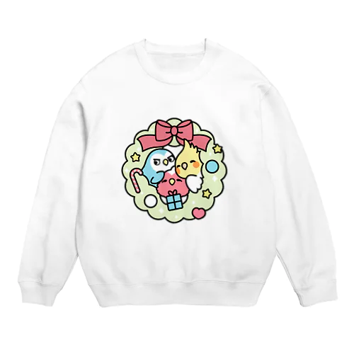  1 アイテムズ クリスマスリース コザクラインコ、オカメインコ Chubby Bird Crew Neck Sweatshirt