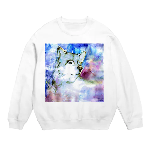 イラスト-オオカミ- Crew Neck Sweatshirt