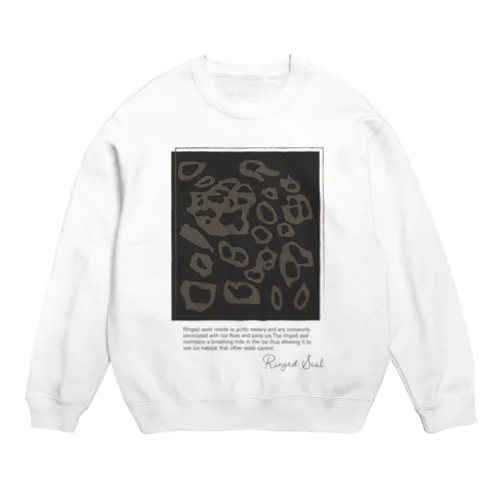 ワモン アザラシ 柄 チャコール Ringed seal pattern Charcoal Crew Neck Sweatshirt