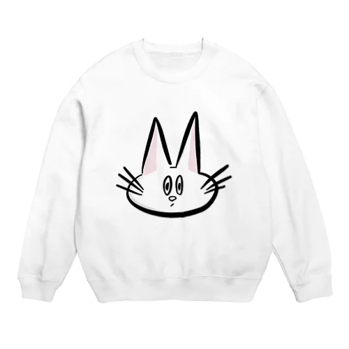 驚いて目が巨大化したネコ Crew Neck Sweatshirt