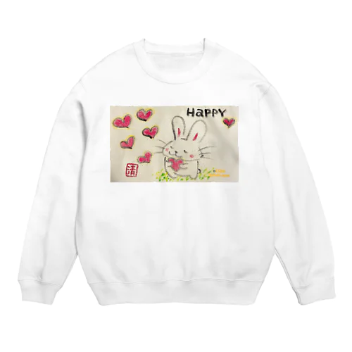 うさぎちゃん。HAPPY Crew Neck Sweatshirt