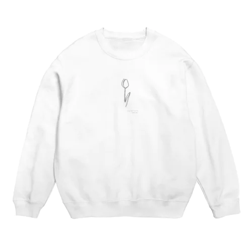 線画チューリップとメッセージ Crew Neck Sweatshirt