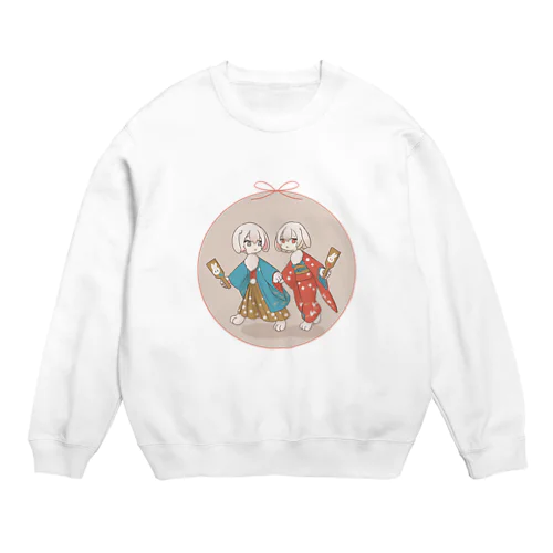  ー迎春ー双子のうさぎちゃん Crew Neck Sweatshirt