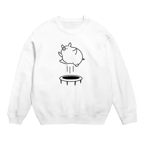 トランポリン豚 Crew Neck Sweatshirt