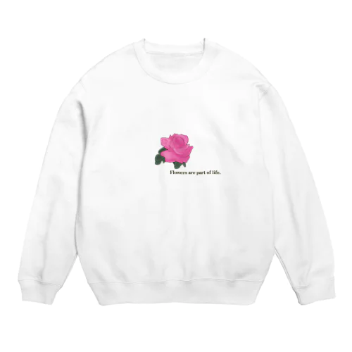 Pink Rose Graphic Crew Neck Sweatshirt