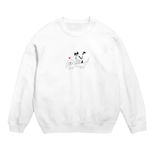 ダックスちゃんとハチワレちゃん Crew Neck Sweatshirt