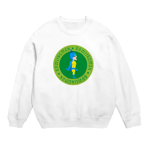 ボーリングマン かわいい エンブレム グリーンバック Crew Neck Sweatshirt