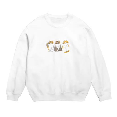 ふわふわ３にゃんず Crew Neck Sweatshirt