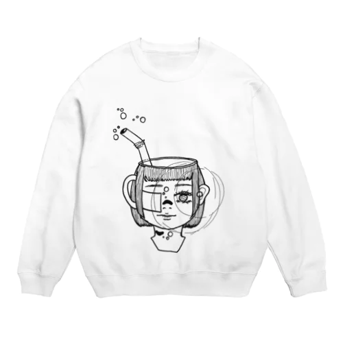 片耳イヤホン(白黒) Crew Neck Sweatshirt