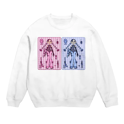 SF女の子_赤青 Crew Neck Sweatshirt