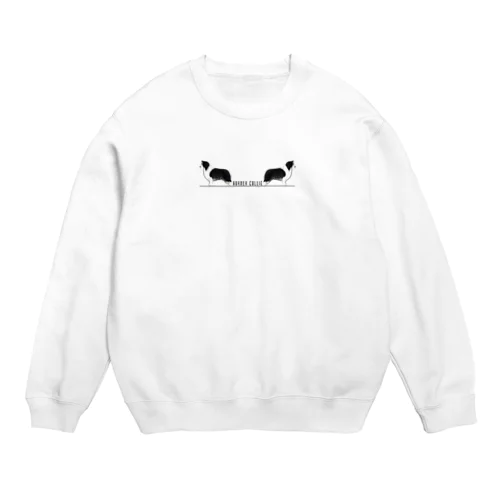 ボーダーコリー　モノクロver Crew Neck Sweatshirt