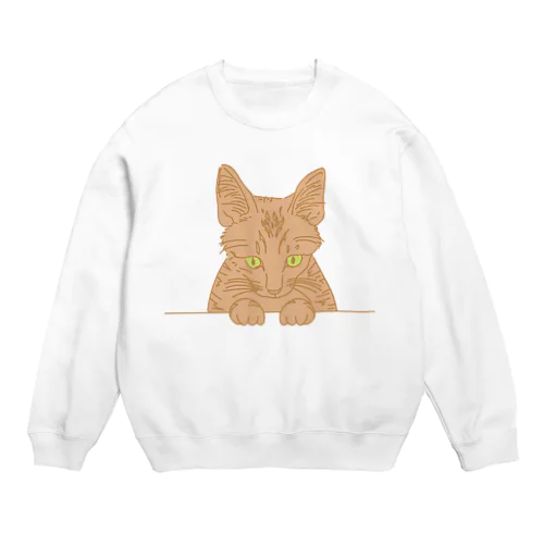 ひょっこり顔出し猫　茶トラ Crew Neck Sweatshirt