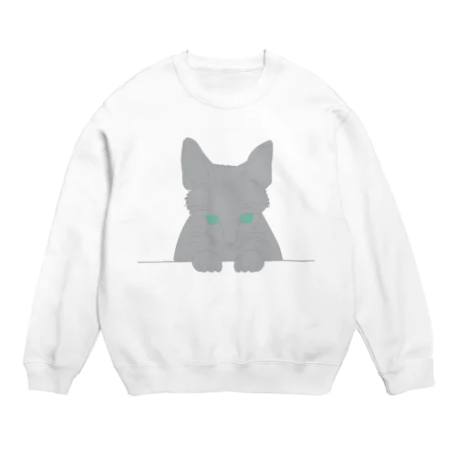 ひょっこり顔出し猫　グレー Crew Neck Sweatshirt