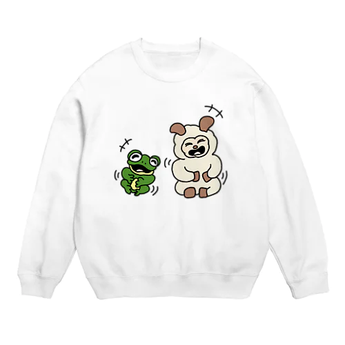 ヒツジトカエル 大笑いするふたり Crew Neck Sweatshirt