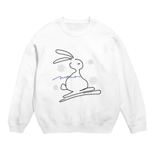 Ski rabbit with snow Crew Neck Sweatshirt