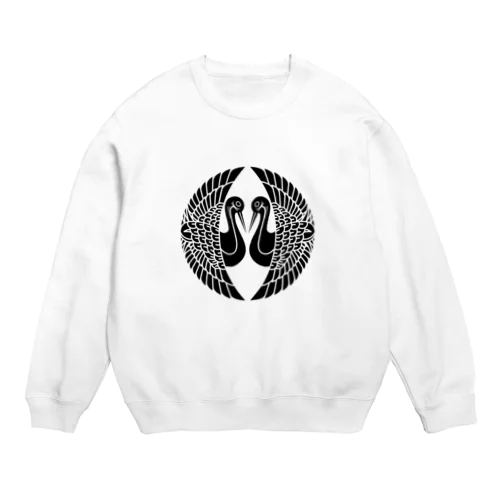 蒲生氏郷/対い鶴/ブラック Crew Neck Sweatshirt