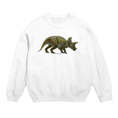 Triceratops horridus(トリケラトプス ・ホリドゥス)着彩画 Crew Neck Sweatshirt