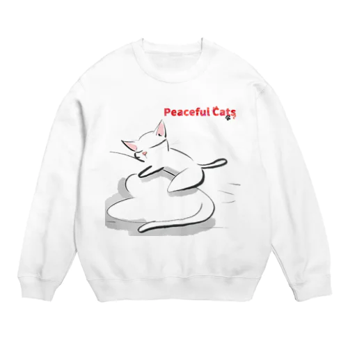 Peaceful Cats おやすみ Crew Neck Sweatshirt
