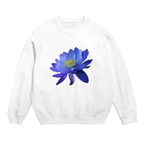 青色と白色の蓮 Crew Neck Sweatshirt