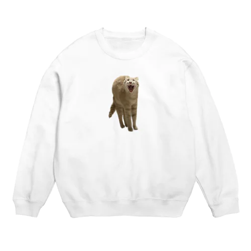 あくび猫のシロ Crew Neck Sweatshirt