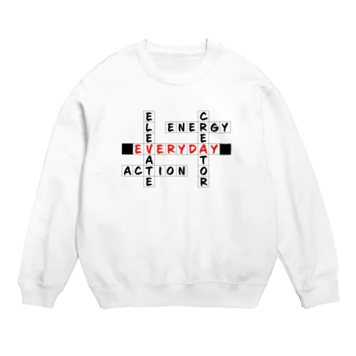 前向きクロスワード Crew Neck Sweatshirt