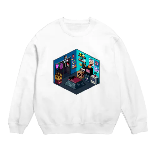 VA-11 Hall-A ジルの部屋風なピクセルルームTシャツ【白】 Crew Neck Sweatshirt