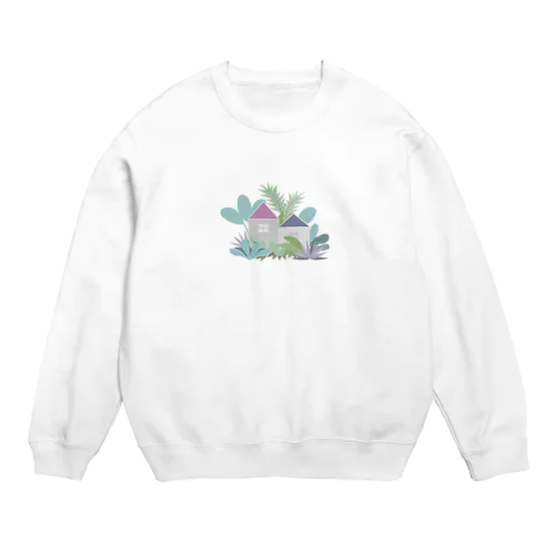 熱帯植物に囲まれた家 Crew Neck Sweatshirt