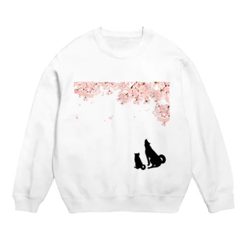 桜とわんこ Crew Neck Sweatshirt