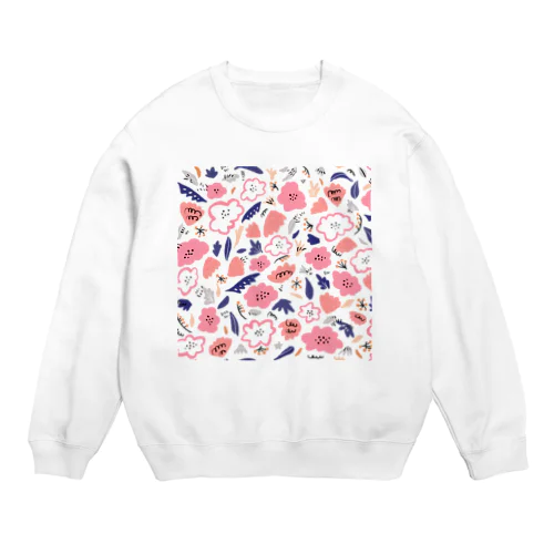 抽象的な手描きの花柄 Crew Neck Sweatshirt