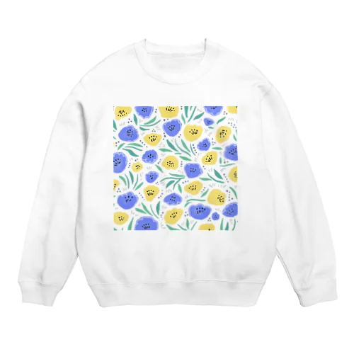 抽象的な手描きの花柄 Crew Neck Sweatshirt