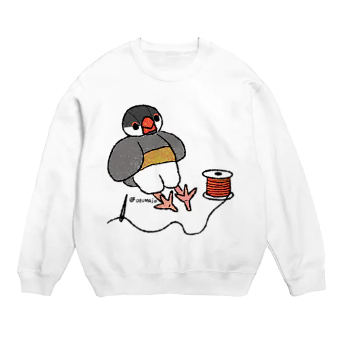 文鳥のぬいぐるみ Crew Neck Sweatshirt