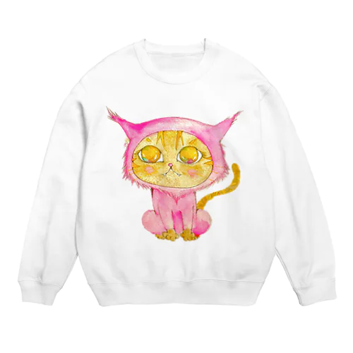 ピンクになりたい茶トラちゃん Crew Neck Sweatshirt