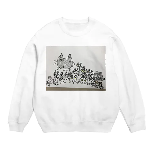 猫とワオキツネザルとハムスターのぬいぐるみ達 Crew Neck Sweatshirt