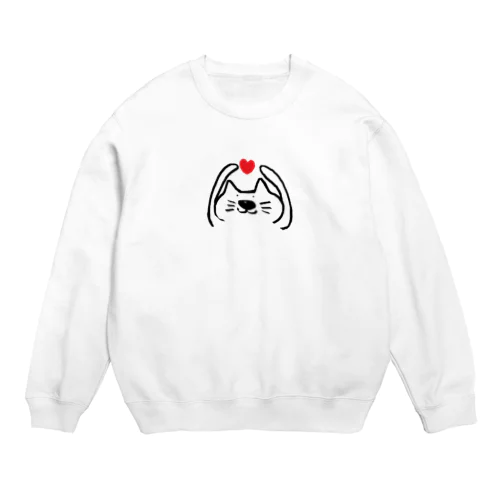 ハートねこ Crew Neck Sweatshirt