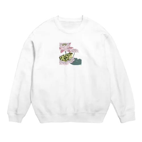 カエルとスイレンの花 Crew Neck Sweatshirt