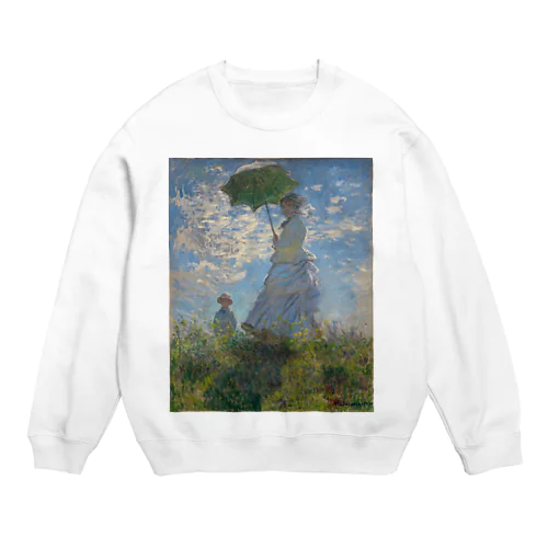 散歩、日傘をさす女性 / Woman with a Parasol - Madame Monet and Her Son Crew Neck Sweatshirt
