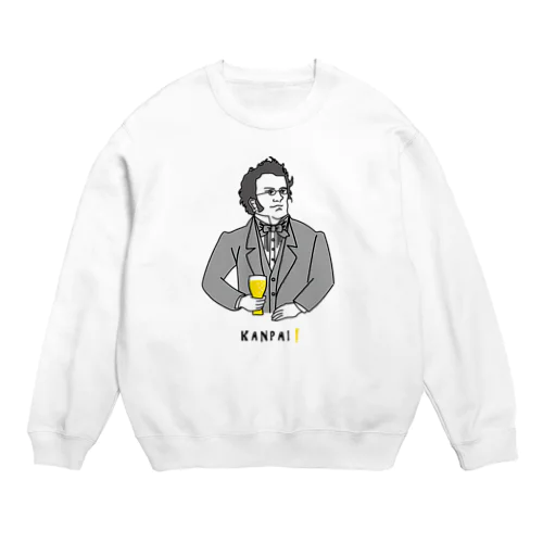 偉人 × BEER（シューベルト）黒線画 Crew Neck Sweatshirt