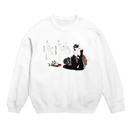 葛飾辰女「朝顔美人図」 Crew Neck Sweatshirt