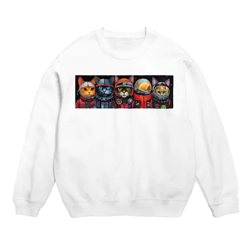 勇気ある5人のネコ探検家たち Crew Neck Sweatshirt