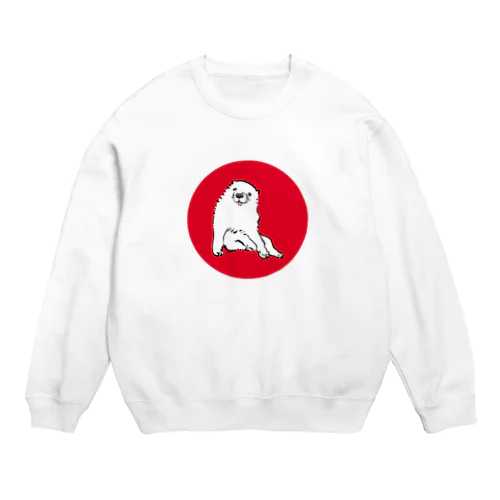 長沢芦雪の「あの犬」※日の丸バージョン Crew Neck Sweatshirt