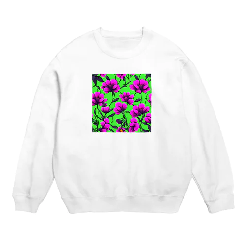 紫の鮮やかな花 Crew Neck Sweatshirt