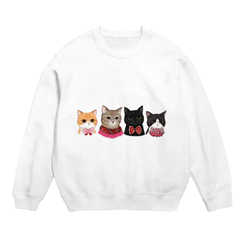 ４にゃんデジタルイラスト Crew Neck Sweatshirt