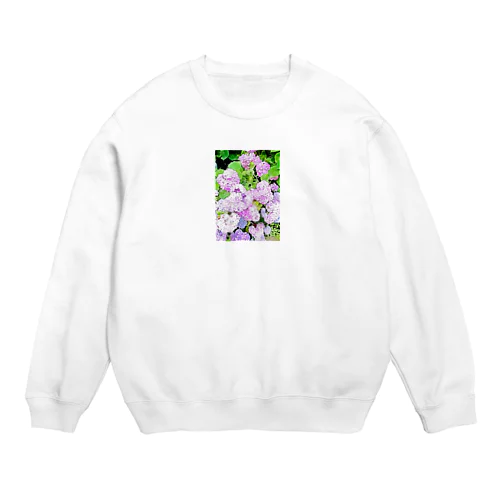 水彩画風あじさい Crew Neck Sweatshirt