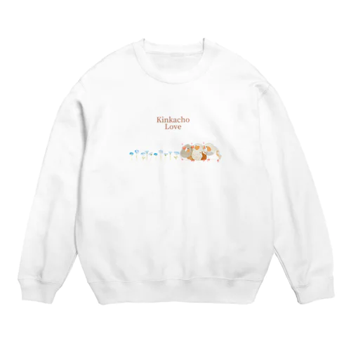 キンカチョウのネモフィラデザイン Crew Neck Sweatshirt