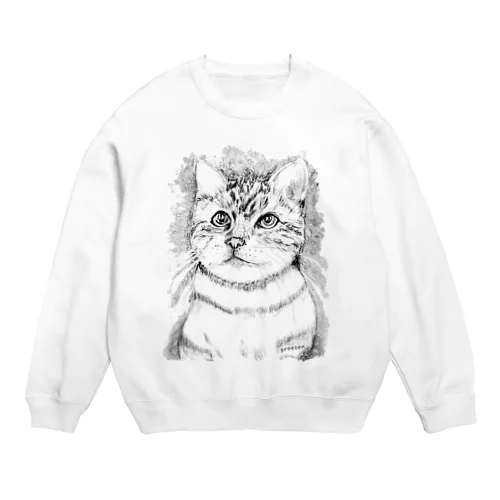 アート猫　モノクロ　 Crew Neck Sweatshirt