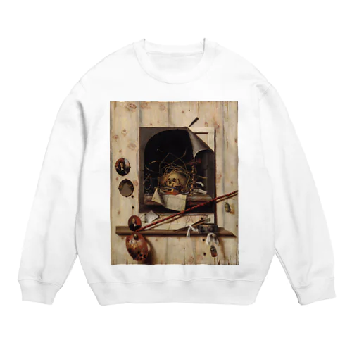 ヴァニタス画のあるアトリエの壁 / Trompe l'oeil with Studio Wall and Vanitas Still Life Crew Neck Sweatshirt